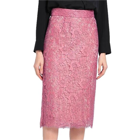NWT Dolce & Gabbana Lace Knee Sheath Brocade Midi Pencil Skirt IT 38 US XS - Picture 1 of 11